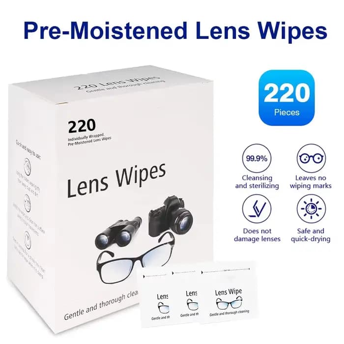 Lingettes nettoyantes pour lentilles pré-humidifiées