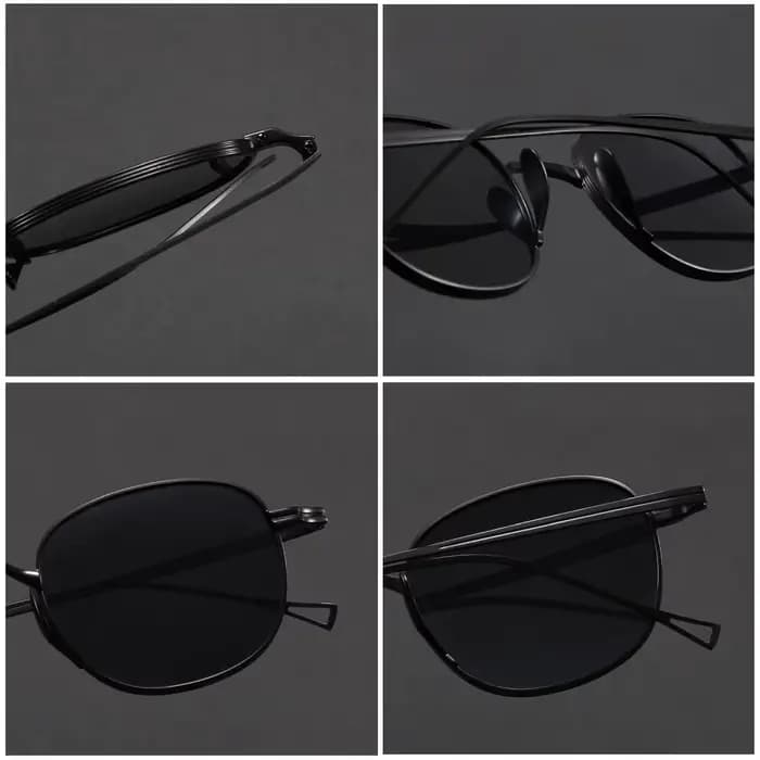Lunettes de soleil carrées en métal élégantes pour hommes et femmes