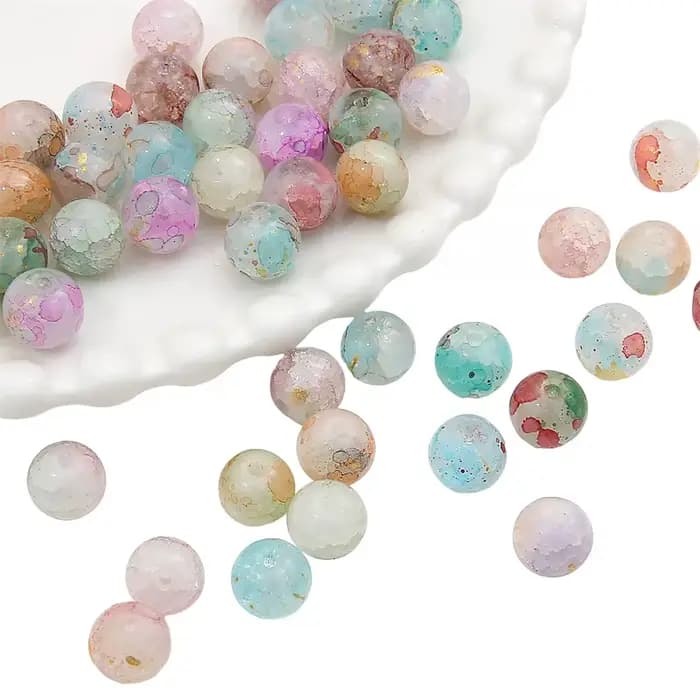 10 mm, 20 pièces/sac, éclats de verre et de jade avec perles mouchetées d'or, pleines de vitalité et perles dispersées uniques, pour bijoux DIY faits à la main