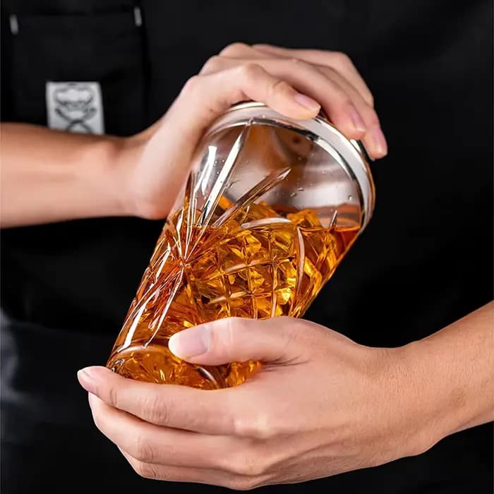 Shaker à cocktail en verre cristal, verre shaker à martini de 17 oz