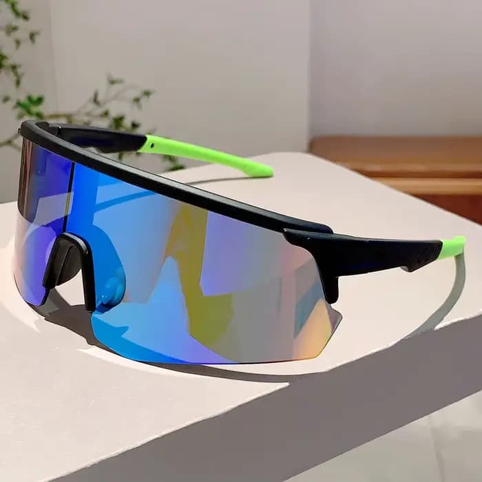 Lunettes de soleil de sport semi-sans bords, nouvelles lunettes de protection rondes enveloppées surdimensionnées pour l'extérieur, miroir tendance pour femmes, nuances de cyclisme