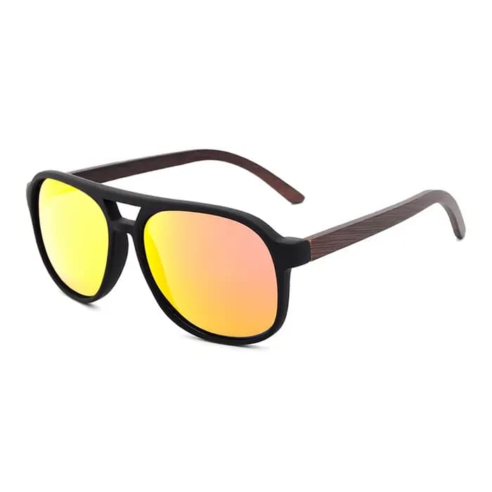 COIan-Lunettes de soleil carrées polarisées vintage en bois pour hommes