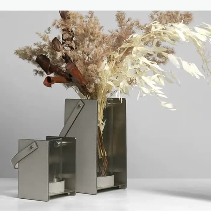 Vase en verre décoratif en cuir, pot de plante, décoration de table, fleurs artificielles, arrangement floral, vases floraux, décoration esthétique de la pièce