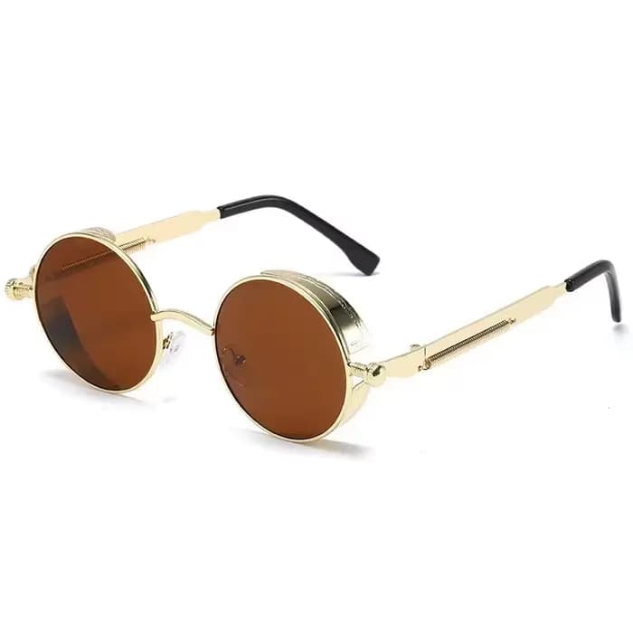 Vintage Steampunk rouge lunettes de soleil hommes rond Punk alliage métal rétro