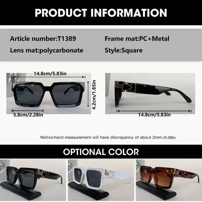 Lunettes de soleil carrées classiques pour hommes et femmes
