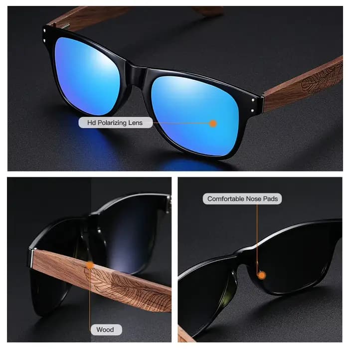 GM – lunettes de soleil en bois naturel pour hommes