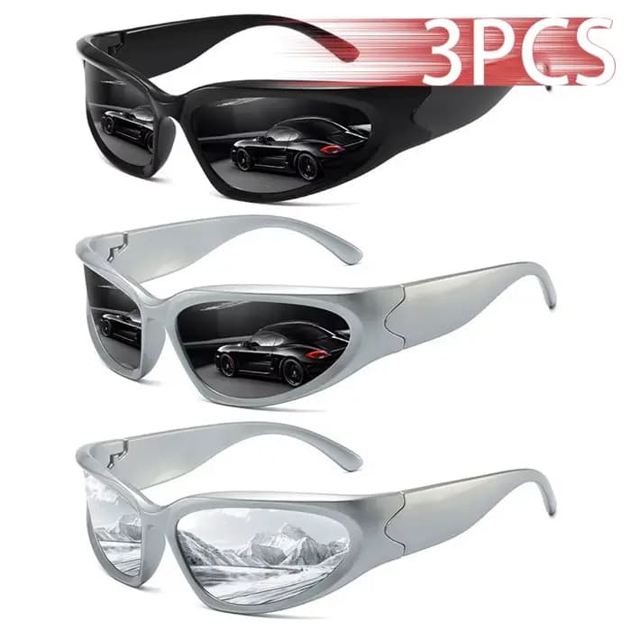 3 paires de lunettes de soleil vintage Y2K classiques punk pour femmes et hommes