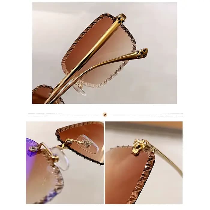 Lunettes de soleil à tête de léopard sans cadre