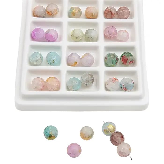 10 mm, 20 pièces/sac, éclats de verre et de jade avec perles mouchetées d'or, pleines de vitalité et perles dispersées uniques, pour bijoux DIY faits à la main