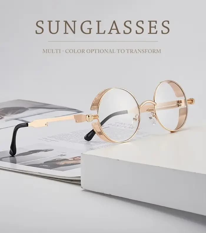Lunettes De soleil Steampunk en métal pour hommes et femmes