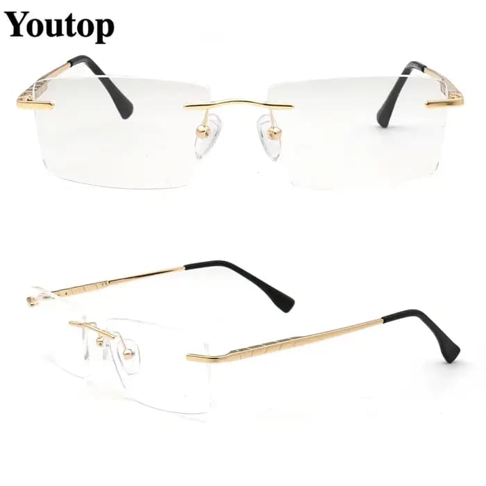 Montures de lunettes rectangulaires sans monture pour hommes