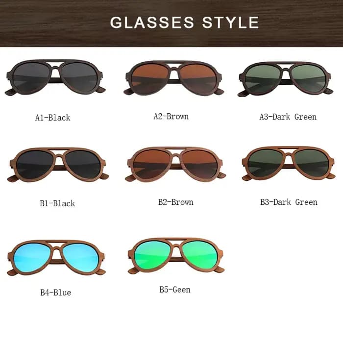 Lunettes de soleil en bois polarisées faites à la main pour hommes