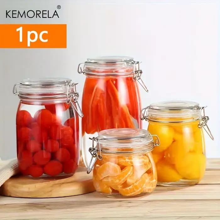 Pot de rangement en verre Borosilicate avec couvercle de verrouillage hermétique, sans BPA, lavable au lave-vaisselle, idéal pour les grains de café, les Fruits et les noix, 1 pièce