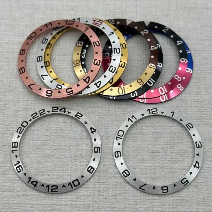 Bezel en aluminium biseauté de 38 mm pour montres SKX007 SKX009 série 150 GMT et de plongée, beze de remplacement pour mouvements NH35 et NH36