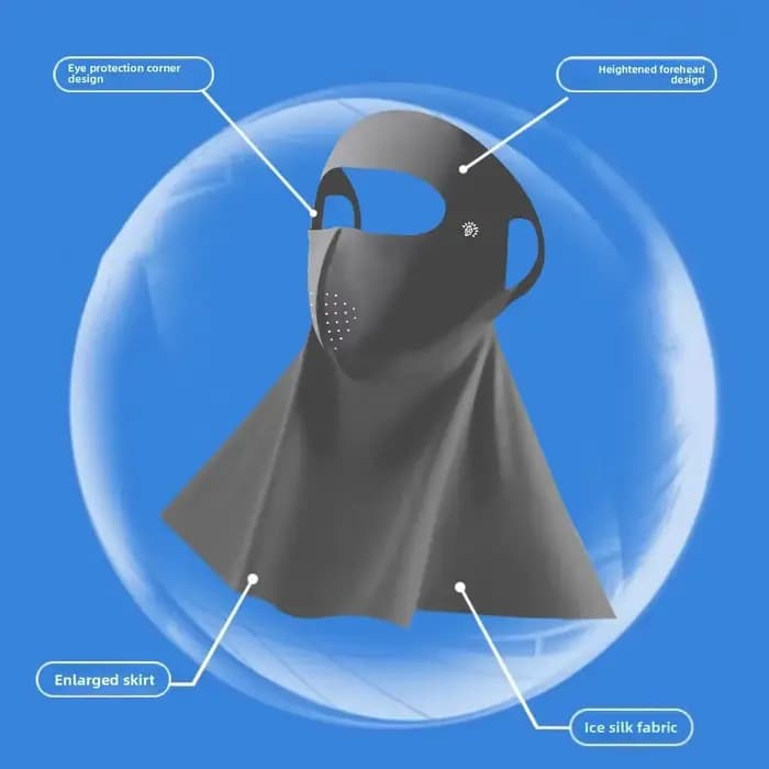 Nouveau Masque Facial Solaire pour Femme – Protection UV Estivale en Soie Glacée