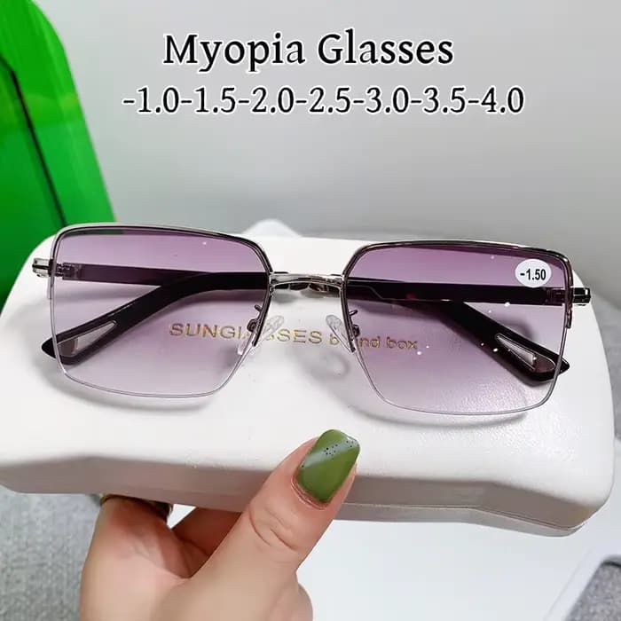 Nouvelles lunettes de myopie affaires demi-monture Anti lumière bleue