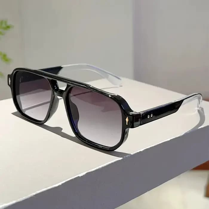 Nouvelles Lunettes de Soleil Carrées Vintage à Double Pont