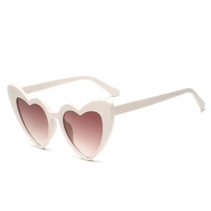 Lunettes unisexes blanches en forme de cœur avec verres noirs