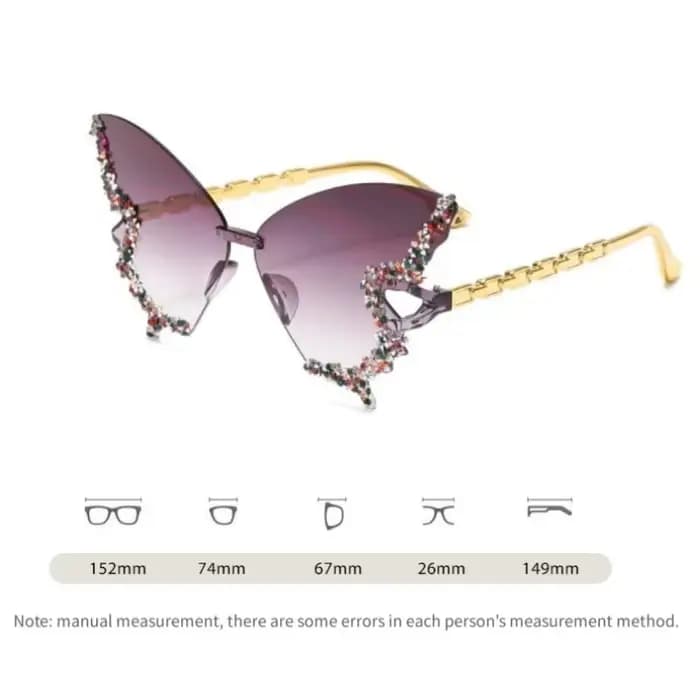 Lunettes de soleil papillon œil de chat sans monture
