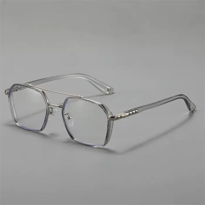 Lunettes de vue rétro à double pont avec verres transparents géométriques