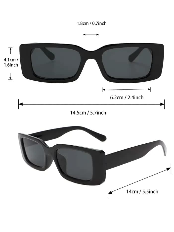 Lunettes de soleil carrées en plastique unisexes