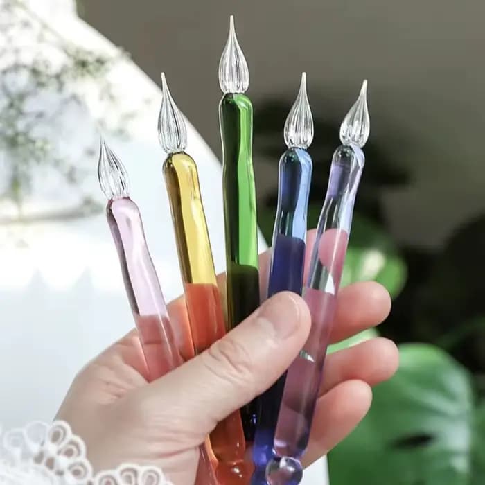 Stylo à plume en verre, unité individuelle, idéal pour étudiant, coloré, transparent, cadeau vintage, pour peinture artistique, signature, calligraphie