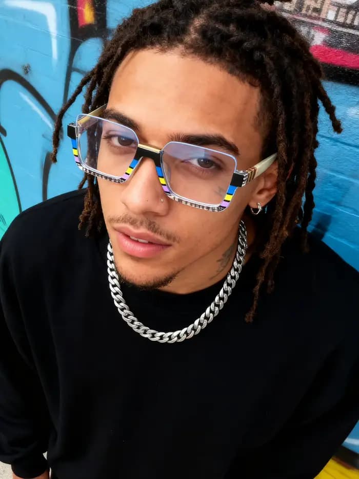 Lunettes unies semi-sans monture à rayures géométriques artistiques - Montures