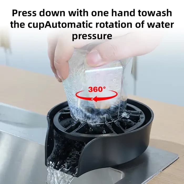 Rinceuse de verre pour évier de cuisine, lave-gobelets, bec rotatif résistant à 360, conception de pulvérisation nervurée