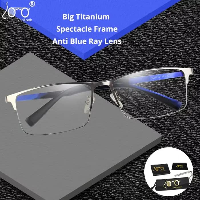 Grand cadre de lunettes en titane Anti rayons bleus