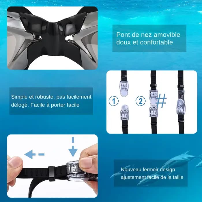 JSJM nouveau professionnel adulte Anti-buée Protection UV lentille hommes femmes lunettes de natation étanche réglable