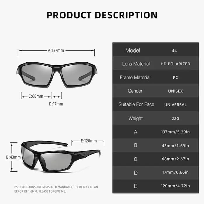 Lunettes de soleil polarisées photochromiques pour hommes et femmes