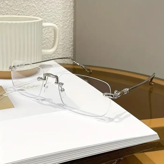 Lunettes rectangulaires sans monture pour femmes élégantes