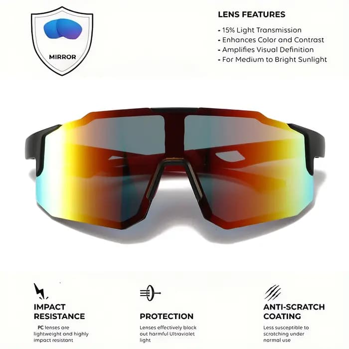 Lunettes de soleil de sport colorées surdimensionnées – Conception enveloppante