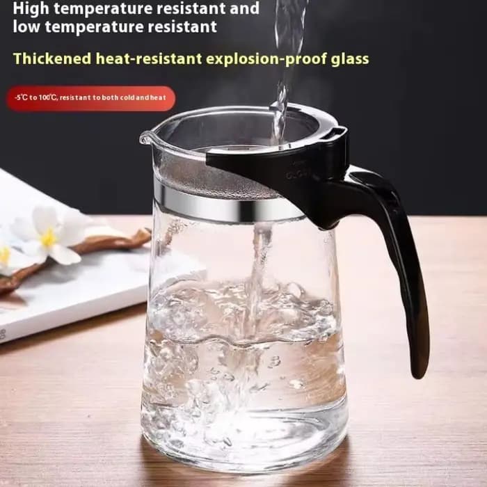 Théière créative en verre borosilicate de 750 ml avec filtre, grande capacité, pour la maison et le bureau, avec couvercle et tasse flottante pour un thé parfait