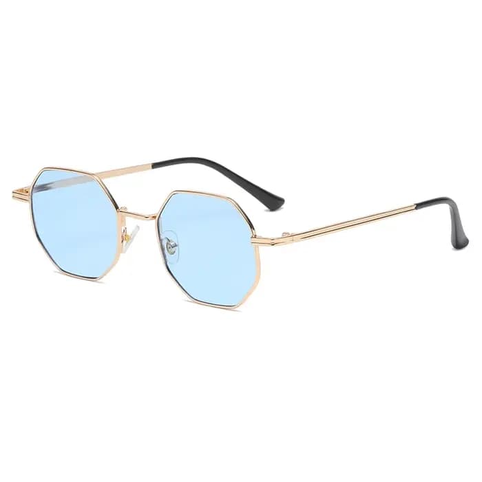 Lunettes de Soleil de Forme Polygone en Métal pour Femme et Homme