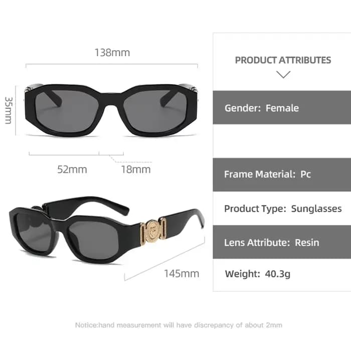 Lunettes de soleil carrées vintage à petit cadre pour hommes et femmes