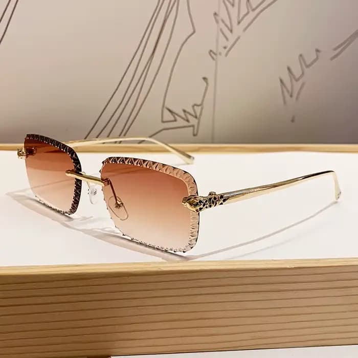 Lunettes de soleil à tête de léopard sans cadre