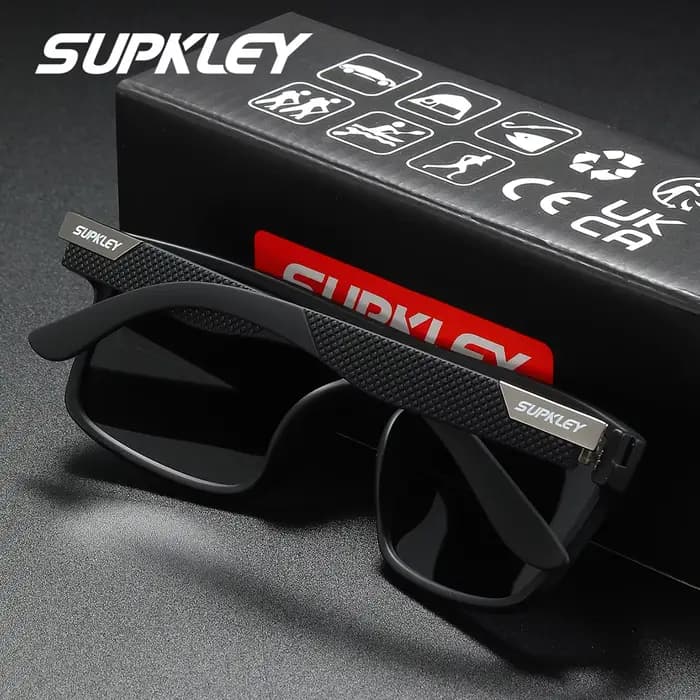 SUPKLEY Lunettes de soleil polarisées de style professionnel légères et confortables avec monture carrée et protection