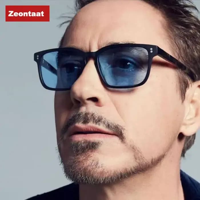 Rectangle Tony Stark lunettes De soleil hommes bleu lentille marque concepteur mode Iron Man