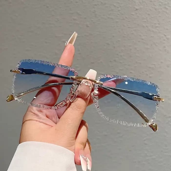 KAMMPT lunettes de soleil carrées sans monture hommes mode Vintage dégradé nuances décontractées femmes