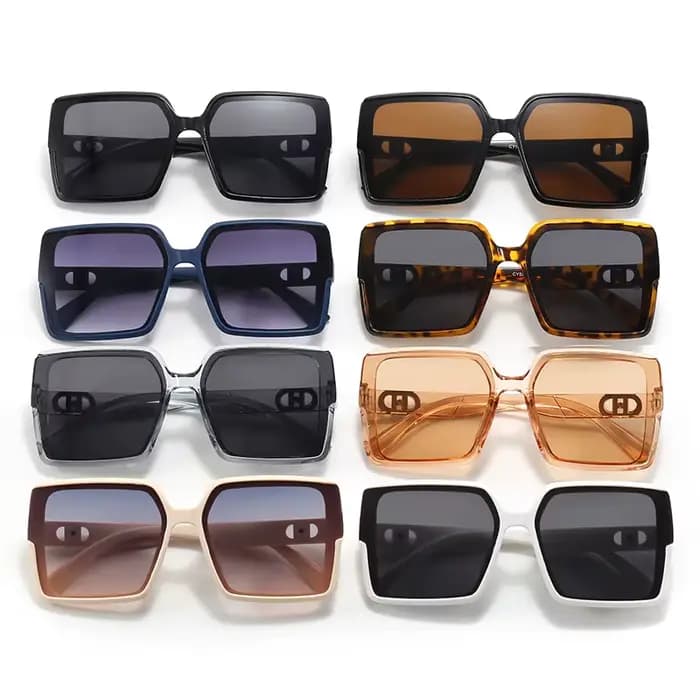 Lunettes de soleil carrées classiques à grand cadre pour hommes et femmes