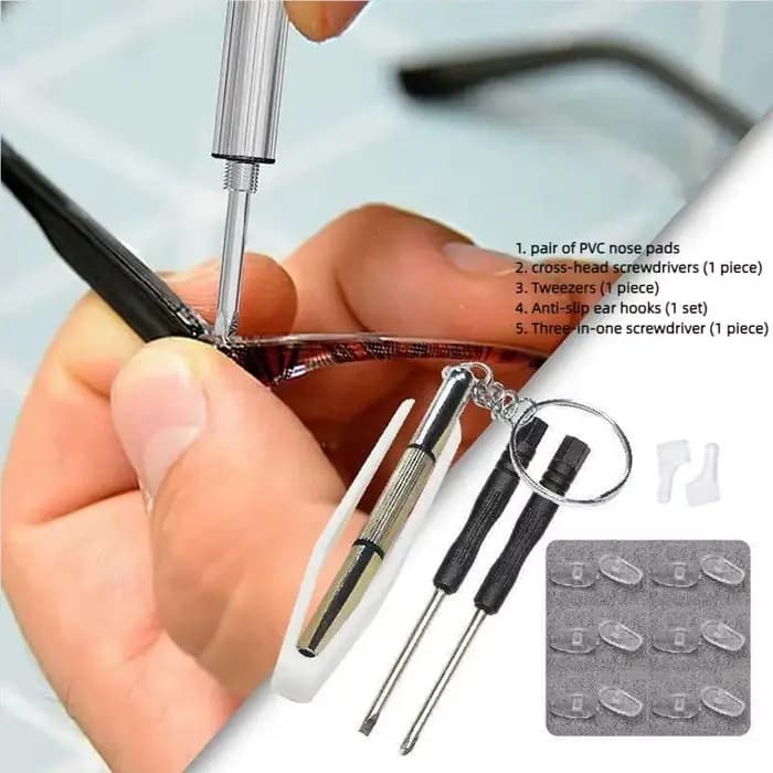 1 kit d'outils de réparation de lunettes avec vis