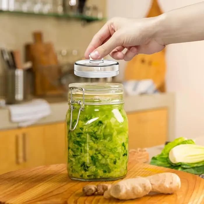 Poids en verre fermenté avec poignée, couvercle de bocal Mason à large ouverture scellé, gadgets de cuisine, récipients de stockage transparents, couvercles ménagers