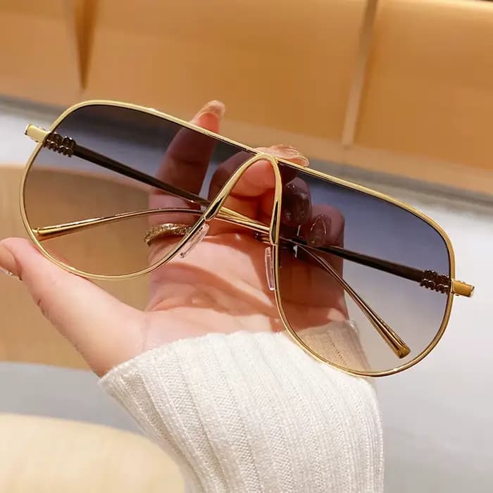 Nouvelle marque de mode lunettes de soleil carrées surdimensionnées pour femmes vintage alliage dégradé