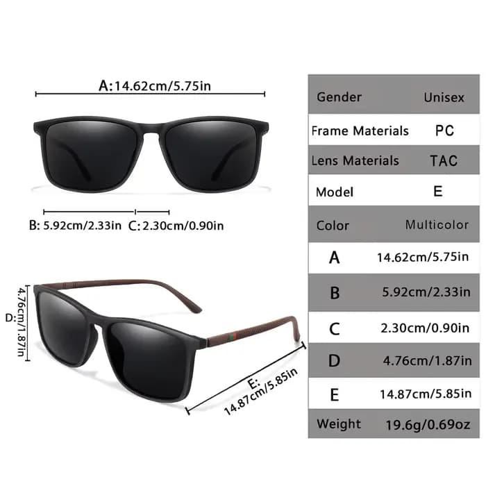 Lunettes de soleil de cyclisme polarisées classiques carrées de luxe