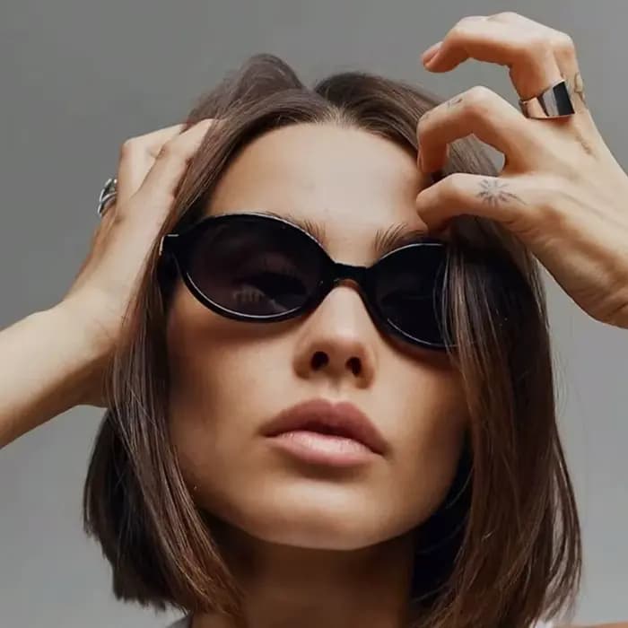 1 paire de lunettes rondes noires à la mode pour femmes