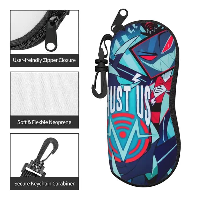 Hazbines Anime Hoteles Alastor Vox 2 Étui à lunettes Cadeaux pour filles Accessoires Boîte à lunettes anti-pression