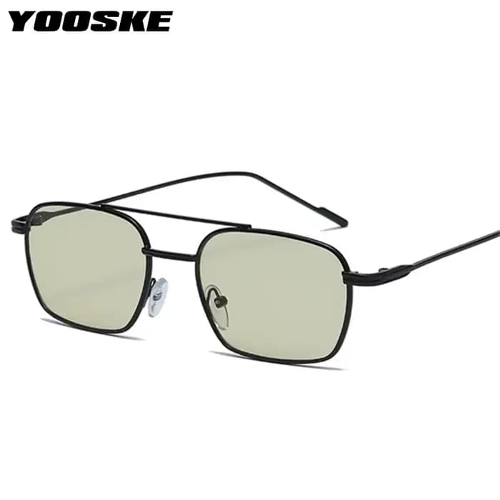 YOOSKE petite monture Double faisceau lunettes de soleil femmes hommes marque de mode concepteur métal carré