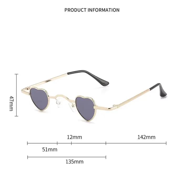 Lunettes de soleil vintage en métal en forme de petit cœur pour hommes et femmes
