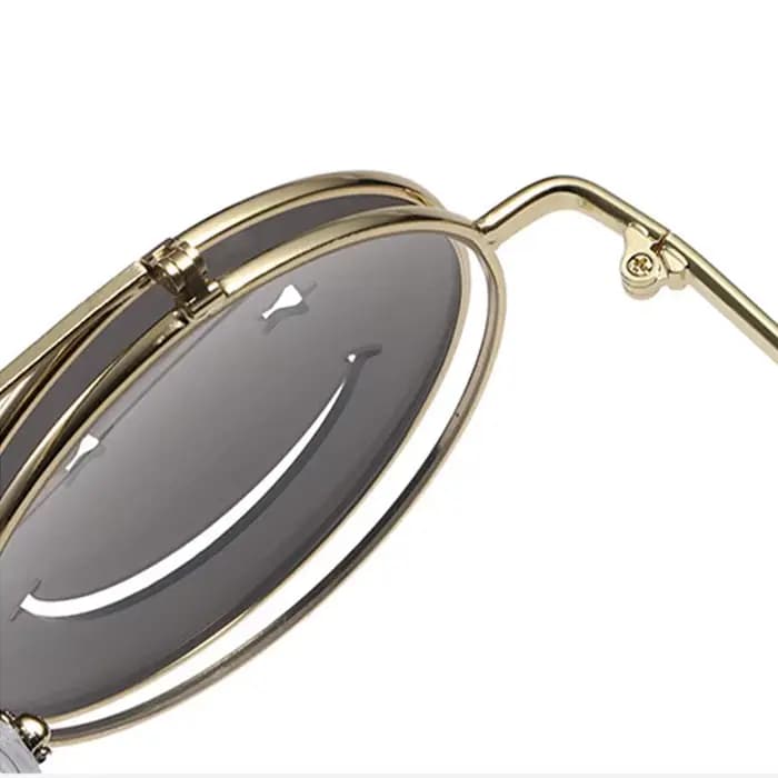 Lunettes de soleil rabattables à visage souriant pour femmes